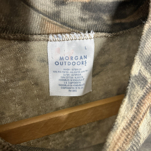 Vintage Morgan Outdoors Mens Camo Long Sleeve‎ Hunting T Shirt Green Large - Picture 4 of 5